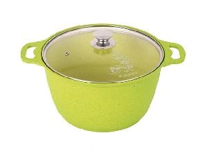 Кастрюля 6 л с антипригарным покрытием со стеклянной крышкой, Kukmara (Trendy style lime), к61tsl