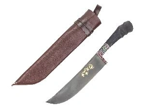 Нож Пчак, средний (бринч), рукоять: рог сайгака Нож Пчак, средний (бринч), рукоять: рог сайгака