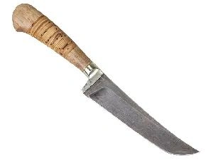 Нож Джинн-м "Ножеяр" дамаск, (ручка - береста, орех)