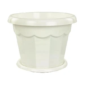 Горшок цветочный Альтернатива "Гармония" М1412, с поддоном (белый), 7 л