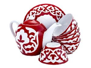 !Чайный сервиз Красная Пахта, Turon porcelain, 8 предметов
