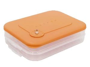 Контейнер с крышкой для хранения и заморозки продуктов на 2 секции, 30х23х8 см, оранжевый