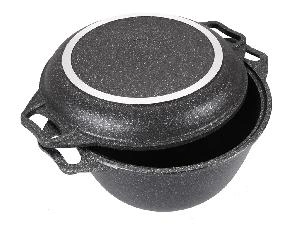 Казан 3 л с антипригарным покрытием с крышкой-сковородой, Kukmara (Темный мрамор), кмт34а