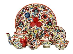 Набор чайный "Риштанская керамика", Турецкий стиль, красный, 6 предметов