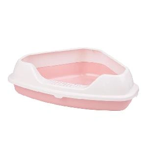 Лоток для кошек угловой "Лекси" Альтернатива М6966, (розовый), 555х415х150 мм