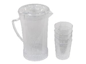 Кувшин с крышкой 2 л со стаканами 4 шт  по 300 мл, пластик, прозрачный
