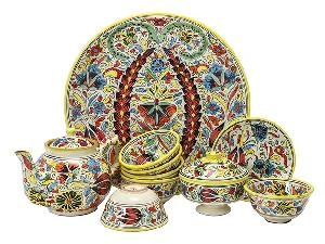 Набор чайный "Риштанская керамика", Турецкий стиль, желтый, 10 предметов