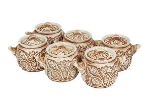 Горшок для запекания "Славянская Керамика", Резной, 0.6 л, 6 шт