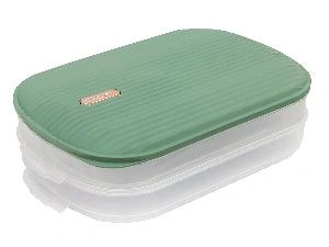 Контейнер с крышкой для хранения и заморозки продуктов на 2 секции, 32х22х9 см, зеленый