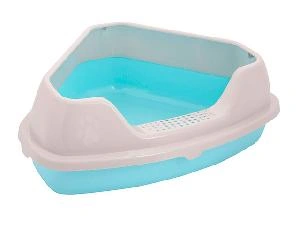 Лоток для кошек угловой "Мур-мяу" Альтернатива М7849, (голубой), 555х415х150 мм