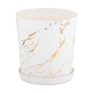 Горшок цветочный Альтернатива "Мрамор" М8377, с поддоном, 1.8 л