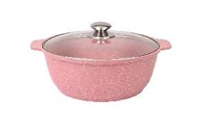 Кастрюля-жаровня 4 л с антипригарным покрытием со стеклянной крышкой, Kukmara (Trendy style rose), ж41tsr