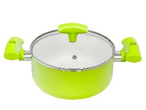 Кастрюля 2.4 л с антипригарным покрытием со стеклянной крышкой 20 см, Lime, PLOVER