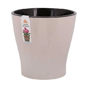 Горшок цветочный двойной Альтернатива "Лея" М7937, с автополивом (бежевый), 2.2 л
