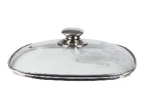 Стеклянная крышка квадратная 28х28 см с ручкой из нержавеющей стали, Kukmara, с28-2т112