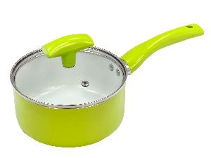 Ковш 1.2 л с антипригарным покрытием со стеклянной крышкой, 16 см, Lime, PLOVER