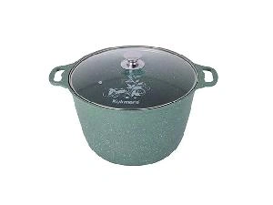 Кастрюля 8 л с антипригарным покрытием со стеклянной крышкой, Kukmara (Фисташковый мрамор), кмф82-1а
