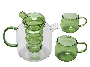 Набор PLOVER стеклянный: заварочный чайник 1.3 л  с фильтром, 2 чашки 0.25 л