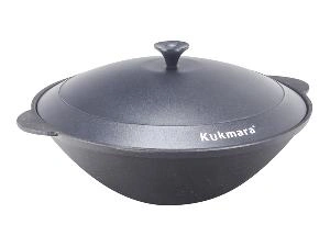 Казан-вок чугунный 3.5 л с алюминиевой крышкой Kukmara, вч35