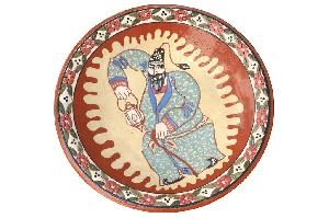 Ляган "Мужчина с фонарём", керамика, диаметр 28 см