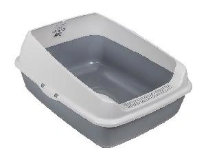 Лоток для кошек с высокими бортами Альтернатива М8578, (серый), 505х390х230 мм