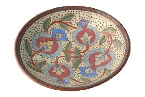 Ляган "Цветы бежевый", керамика, диаметр 28 см