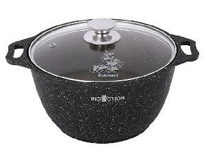 Кастрюля 2 л с антипригарным покрытием со стеклянной крышкой Kukmara (Marble Induction Темный мрамор), кмти22а