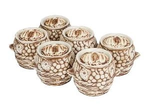 Набор супник 3 л + 4 горшка 0.6 л "Славянская Керамика", Виноград, белый