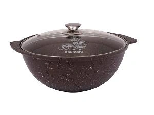 Казан 3.5 л с антипригарным покрытием со стеклянной крышкой, Kukmara (Кофейный мрамор), кмк37а