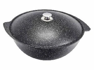 Казан 9 л с антипригарным покрытием с крышкой, Kukmara (Темный мрамор), кмт95а