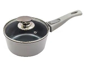 Ковш 1.2 л с антипригарным покрытием со стеклянной крышкой, 16 см, Grey, PLOVER