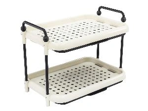 Этажерка универсальная на ножках с поддоном, прямоугольная с ручками, 2 яруса, 37х26х28 см, Plover