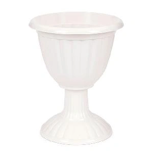 Вазон на высокой ножке для цветов Альтернатива "Жасмин" М1390 (белый), 37х37х46 см