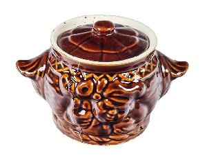 Горшок для запекания "Славянская Керамика", Кушать подано коричневый глянцевый, 0.6 л