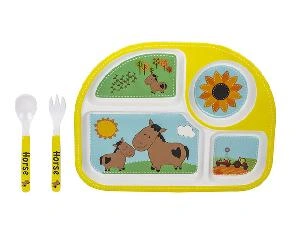 Набор детской бамбуковой посуды для кормления "Пони", 3 предмета