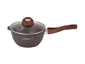 Ковш 2.2 л с антипригарным покрытием со стеклянной крышкой со съемной ручкой, Kukmara (Granit Ultra Original), кго0225а