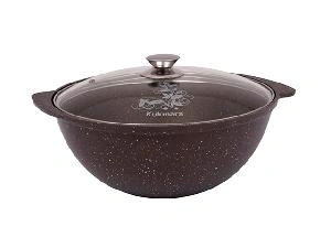 Казан 4.5 л с антипригарным покрытием со стеклянной крышкой, Kukmara (Кофейный мрамор), кмк47а