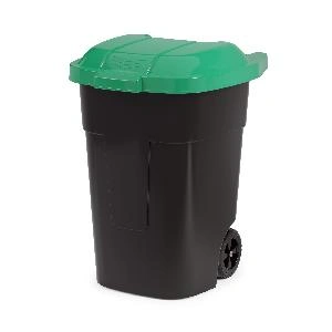 Бак для мусора Альтернатива М4663, на колесах (черно-зеленый), 65 л