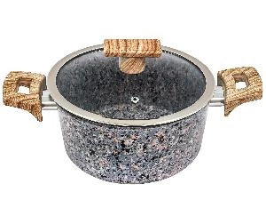 Кастрюля 2.4 л с антипригарным покрытием со стеклянной крышкой 20 см, Granit, PLOVER