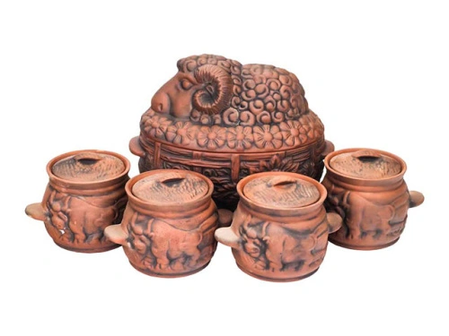 Набор супник 3.5 л + 4 горшка 0.6 л "Славянская Керамика", Баран