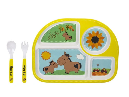 Набор детской бамбуковой посуды для кормления "Пони", 3 предмета