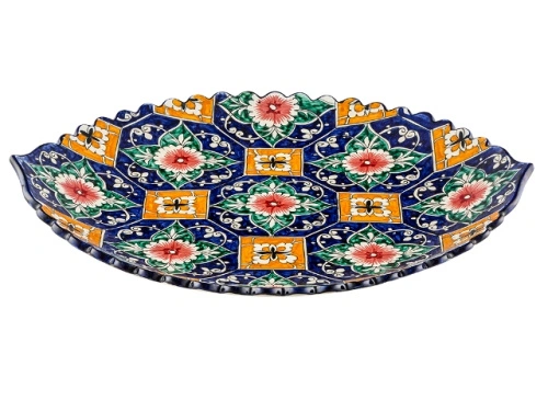 Блюдо Ляган овальный "Риштанская керамика", Узбекистан, диаметр 41 см