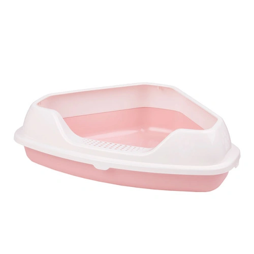 Лоток для кошек угловой "Лекси" Альтернатива М6966, (розовый), 555х415х150 мм