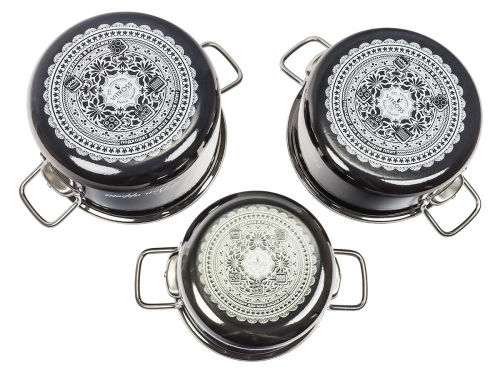 Набор кастрюль №13 Bon Appetit, 3 предмета, мокрый асфальт