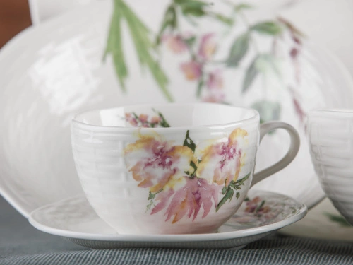 Набор чайных пар Flowers Line: чашка, блюдце, Plover, 280 мл, 4 штуки