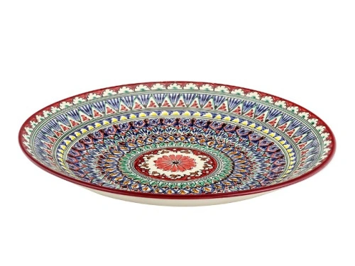 Блюдо Ляган "Риштанская керамика", Красная мехроб, Ø 42 см