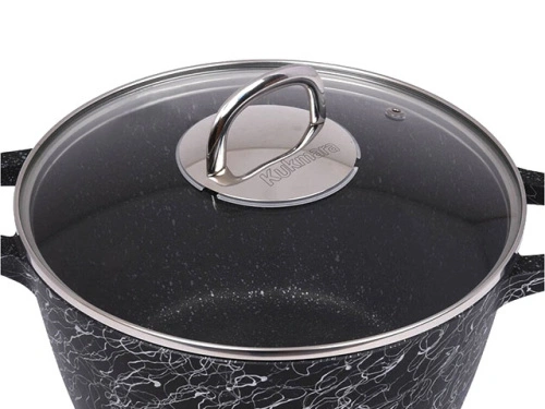 Кастрюля 4.5 л с антипригарным покрытием со стеклянной крышкой, Kukmara Грация (черный/серебро), кчс45а