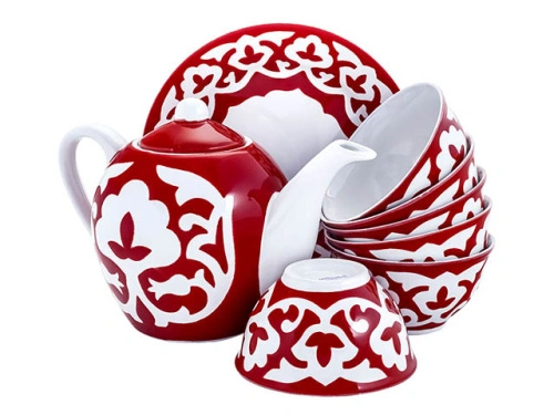!Чайный сервиз Красная Пахта, Turon porcelain, 8 предметов