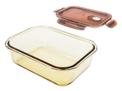 Контейнер 0.5 л стеклянный 18х13х5,5 см прямоугольный с пластиковой крышкой, Plover