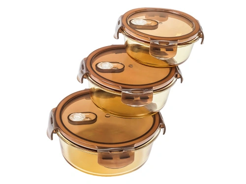 Контейнер 0.5 л стеклянный 17х6 см круглый с пластиковой крышкой, Plover